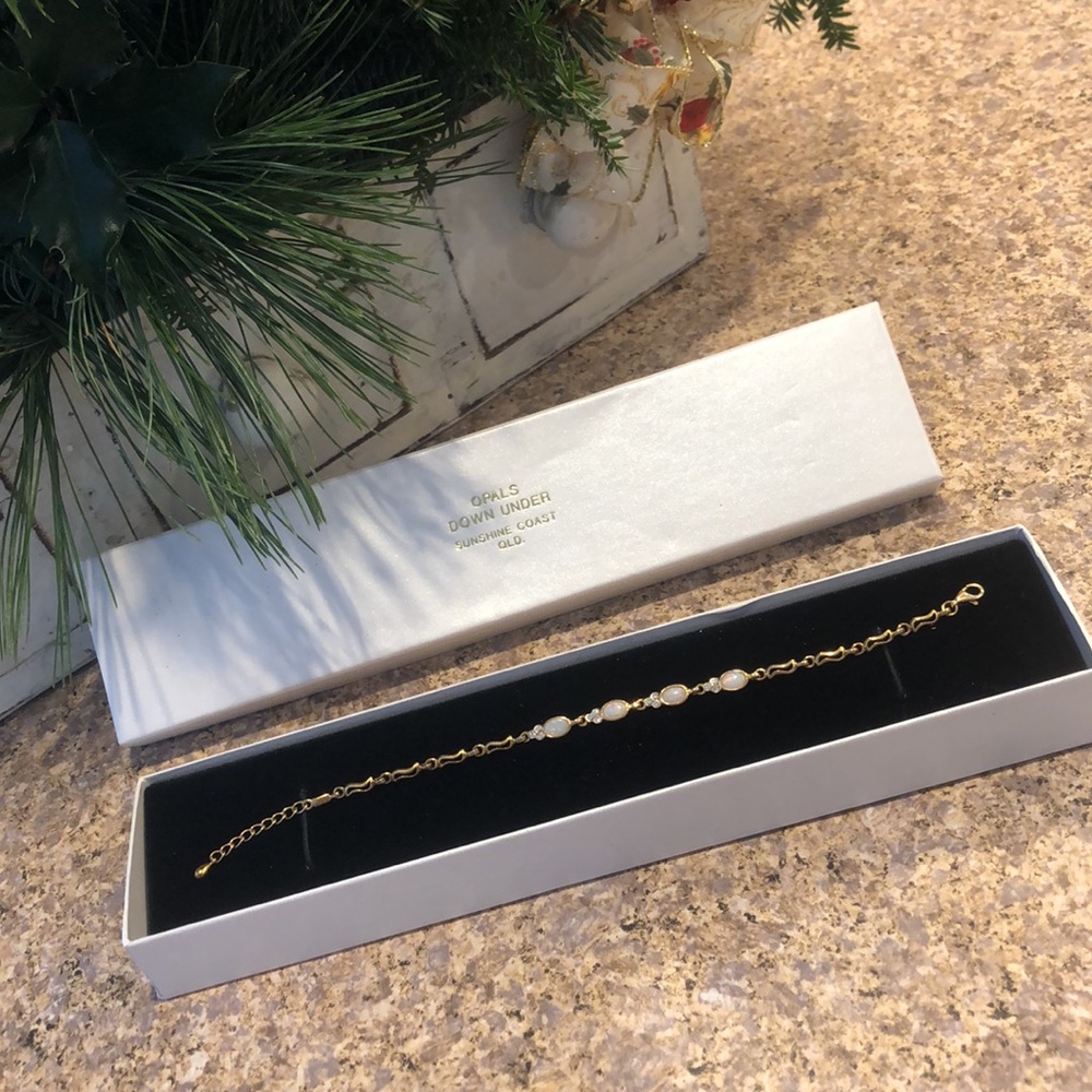 Gold or Gold Color Over Sterling Silver Opal Bracelet from Australia - Picture 3 of 17